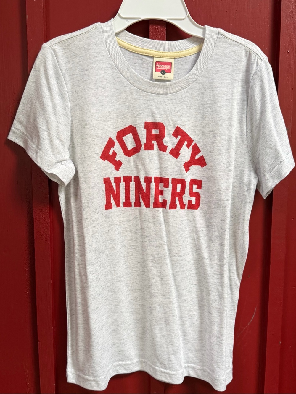 HOMAGE Kids Light Gray Tee with Red "Forty Niners" Graphic